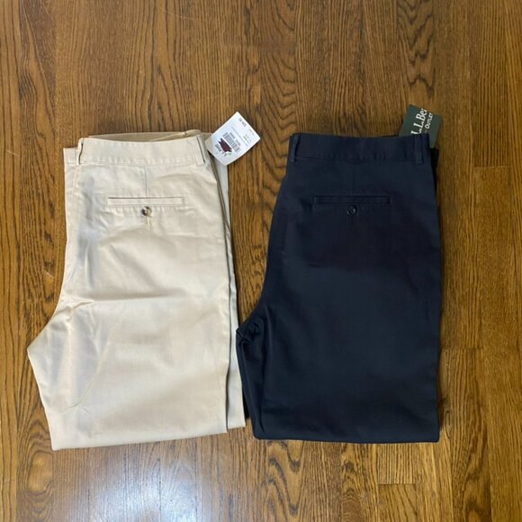 (2) pair L.L. Bean Classic Fit Chino Pants black and khaki size 12P NWT women's - Picture 11 of 16